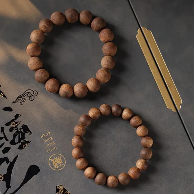 【MoonDy】雙11 綠奇楠沉香手鍊 圓珠單圈手串 新中式 手飾 手串 手鍊 佛珠飾品