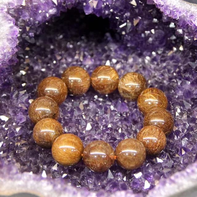 【德山珠寶】天然5A級20mm銅鈦晶水晶手鍊(情人節生日禮物飾品母親節水晶手鍊CE476)