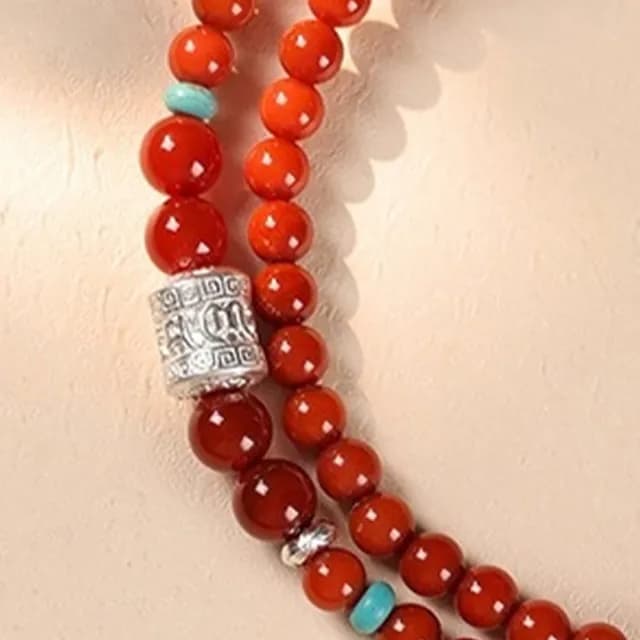 【MoonDy】雙11 南紅瑪瑙多圈手鍊 串珠項鍊 天然石手串 圓珠手鍊 綠奇楠沉香飾品