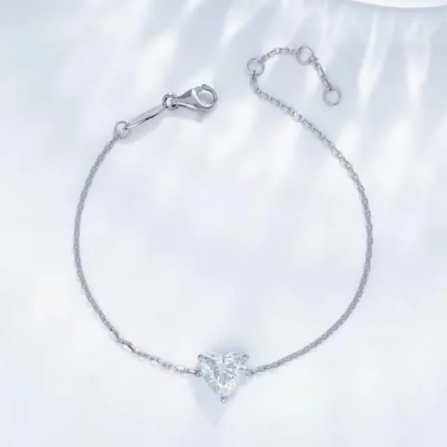 【鉅曜】PT950 1克拉 愛的心動簡約小清新鑽石手鍊 單顆1克拉 培育鑽石 真鑽(培育鑽石)