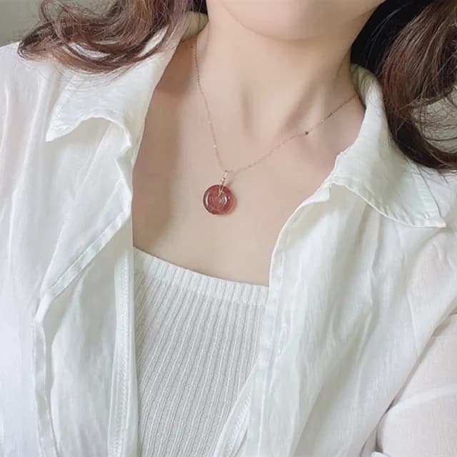 【紐約精品】現貨+預購 天然草莓晶項鍊女項鍊項鏈鎖骨鏈轉運招財淨化開運情人節禮物配件(飾品a1lh20)