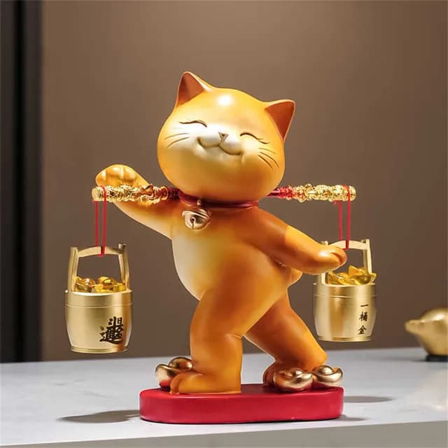 【超微米】財源廣進 招財貓擺件 玄關擺件 客廳電視櫃桌上擺飾 酒櫃裝飾品 搬家喬遷新居禮品(招財貓擺設)