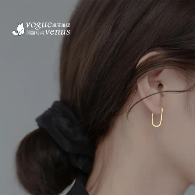 【維克維娜】橢圓線條易扣式925純銀耳環