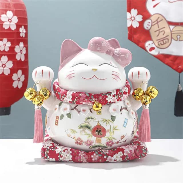 【超微米】招財貓擺件 店鋪前台桌上擺飾 客廳存錢罐 家居客廳裝飾品 送禮開業喬遷禮品(招財貓擺件 八吋)