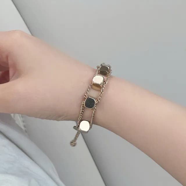 【LEEHER】雙11 方塊手鍊/不規則手鍊/百搭/穿搭配件/飾品/手鍊/女生手鍊/