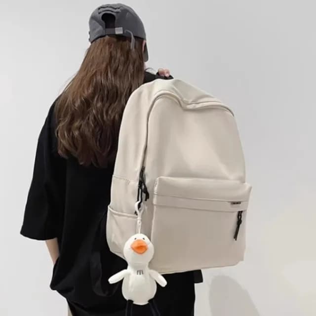【Janyo】日系大容量雙肩包 國中學生書包 簡約休閒後背包 旅行背包 交換禮物(無掛件)