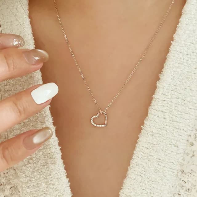 【CReAM】Faye 925純銀愛心心型亮鑽銀色女項鍊(生日 禮物 送禮 禮盒)