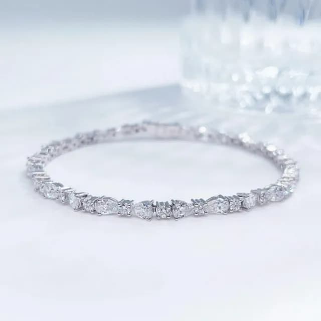 【鉅曜】PT950 4克拉 豪華時尚排鑲滿鑽花式切割鑽石手鍊 培育鑽石 真鑽(培育鑽石)