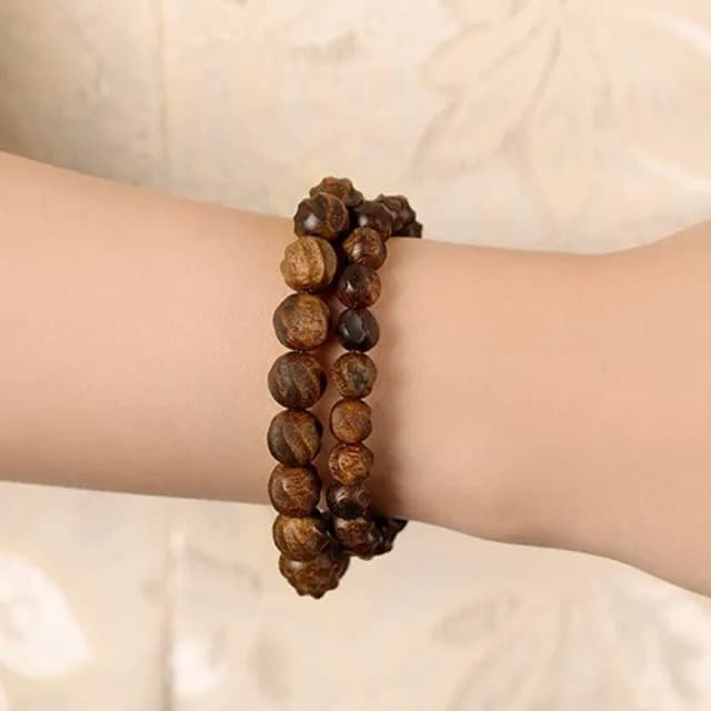 【KT DADA】文玩 素圈手飾 新中式飾品 配飾 扭轉乾坤單圈手鍊 綠奇楠沉香手串