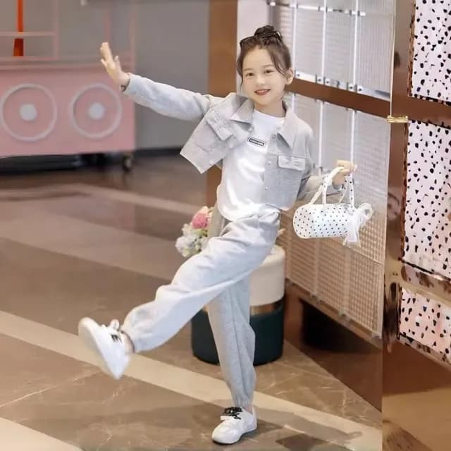 【小衣衫童裝】中大女童春秋款韓版時尚三件組長袖套裝(1140826)