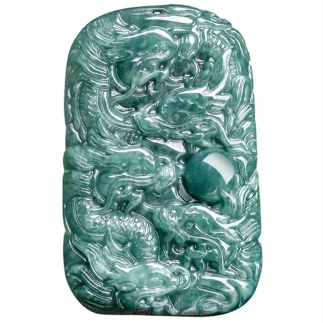 【Penny珮妮】老料A貨翡翠藍水龍牌九龍護主吊墜項鍊(母親節 父親節 情人節 生日 尾牙 結婚 新年 交換禮物)