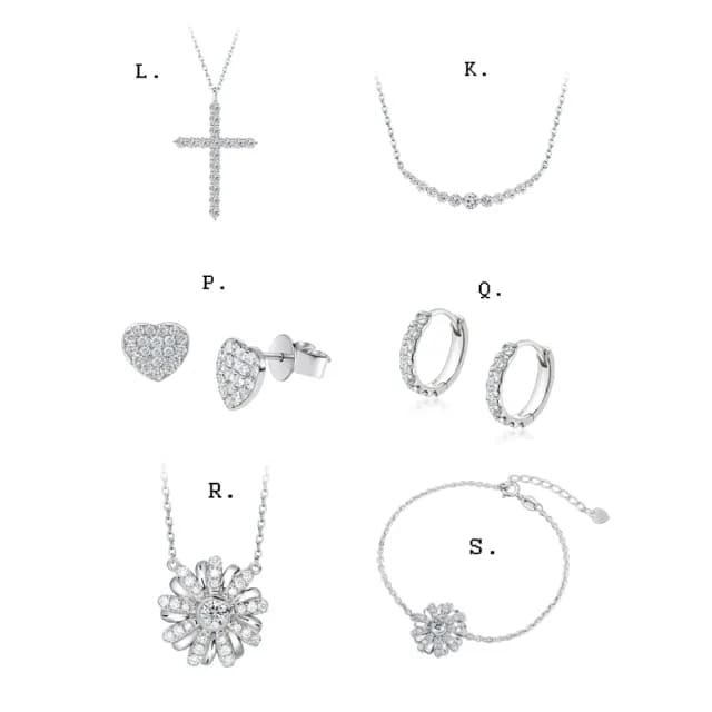 【ID】買一送一 50分 極美D色 滿鑽鑽石項鍊/戒指/手鍊/耳環 任選 小雛菊 愛心 十字(培育鑽石)