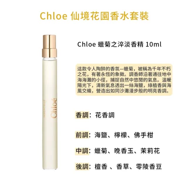 【Chloe’ 蔻依】仙境花園香水套裝(國際航空版)