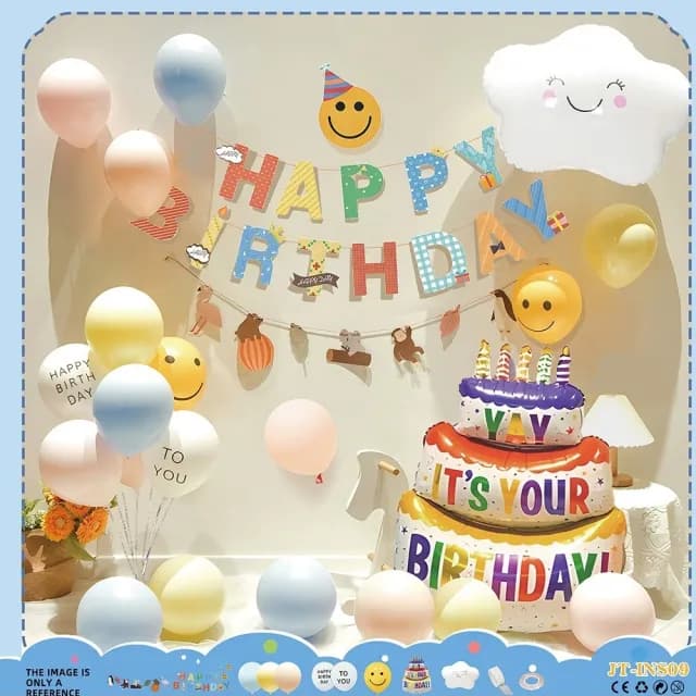 【Homeco】童趣生日佈置氣球套組 兒童生日佈置套組(寶寶周歲 生日派對 氣球裝飾布置)