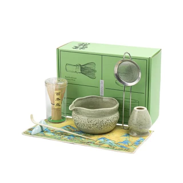 【YA STUDIO】日式抹茶陶瓷茶碗九件套 茶碗套裝禮盒(父親節禮物 男生禮物 女生禮物 抹茶工具)