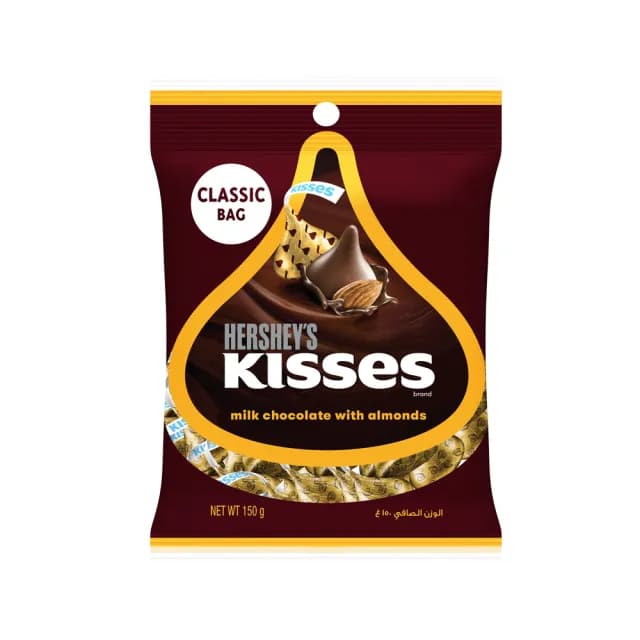 【Hersheys 好時】Kisses水滴巧克力袋裝 口味任選 150g/包(牛奶/巧酥可可風味/杏仁夾餡牛奶/黑巧)