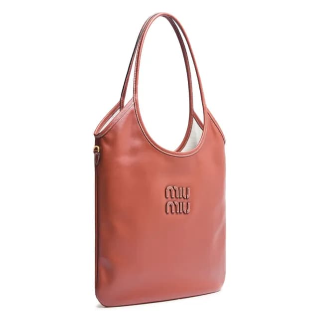 【MIU MIU】Ivy 皮革 手袋 托特包 肩背包 鐵鏽紅色 5BG231