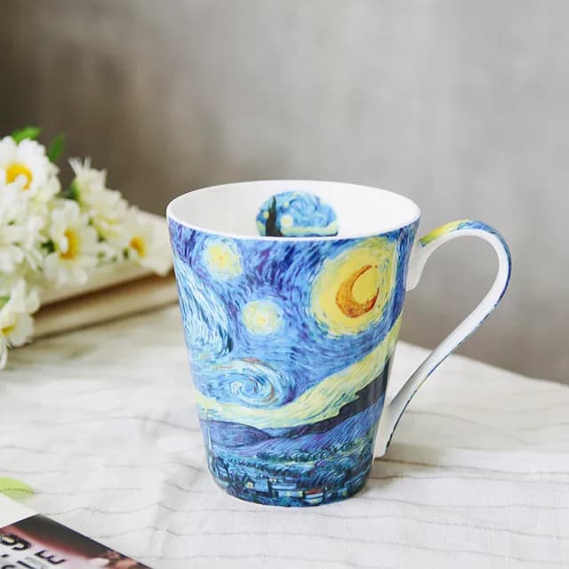 【Royal Duke】梵谷油畫系列骨瓷馬克-二入禮盒組450ML(禮盒咖啡杯 骨瓷 馬克杯 入厝禮 升遷禮 生日贈禮)