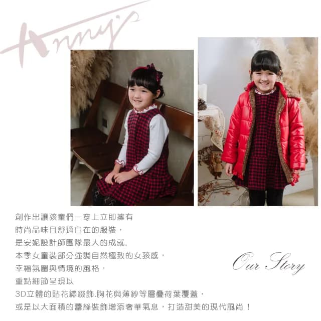 【ANNY’S 安妮公主】童裝  優雅氣質小格紋秋冬款背心裙(3229藍色)