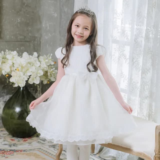 【ANNY’S 安妮公主】童裝 氣質碎花蕾絲裙腰帶蝴蝶結綁帶秋冬款無袖禮服(3208藍)