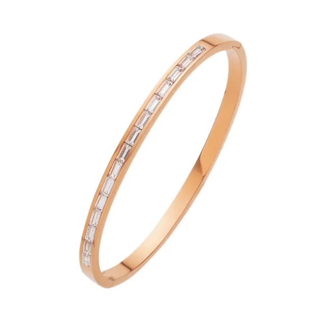 【CReAM】Laura 鈦鋼鋯石方鑽金色銀色玫瑰金色手環手鐲(生日 禮物 送禮 禮盒)