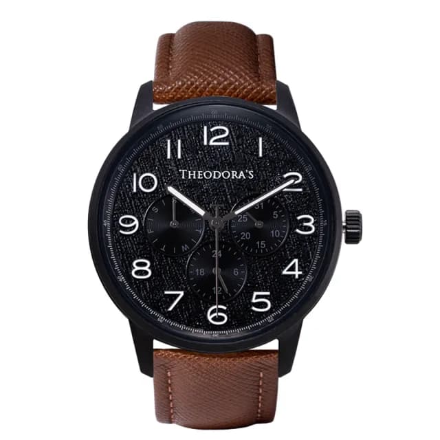 【THEODORA’S 希奧朵拉】大錶面｜時間旅人-先行者三眼夜光手錶(男錶 日期顯示 夜光 藍寶石水晶玻璃)