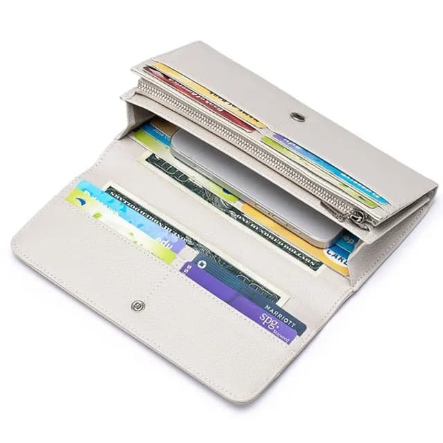 【LEESA】雙11 真皮錢包\拼接車縫錢夾\多卡位手拿包\長款錢包\長夾\女生錢包