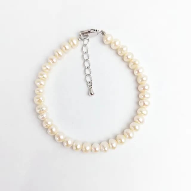 【大東山樑御珊瑚】天然珍珠自然形手鍊5-5.5mm(白色珍珠)