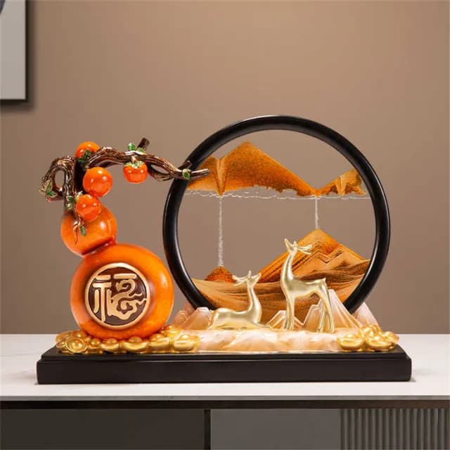 【超微米】創意流沙畫擺飾 柿柿如意葫蘆擺件 客廳辦公室裝飾品 招財開業禮物 送禮喬遷新居禮品(流沙畫擺飾)