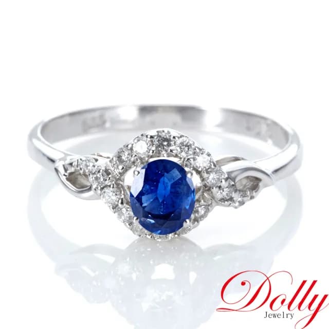 【DOLLY】14K金 天然藍寶石鑽石戒指-002(母親節 交換禮物 長輩送禮首選)