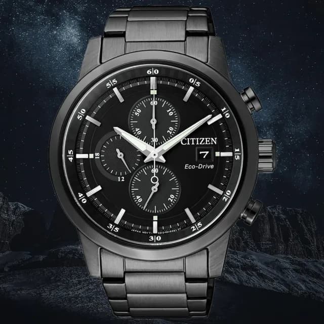 【CITIZEN 星辰】光動能 黑夜騎士競速計時男錶(CA0615-59E)