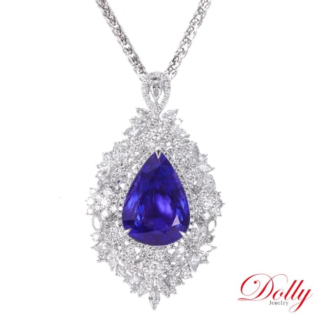 【DOLLY】13克拉 天然丹泉石18K金鑽石項鍊(母親節 交換禮物 長輩送禮首選)