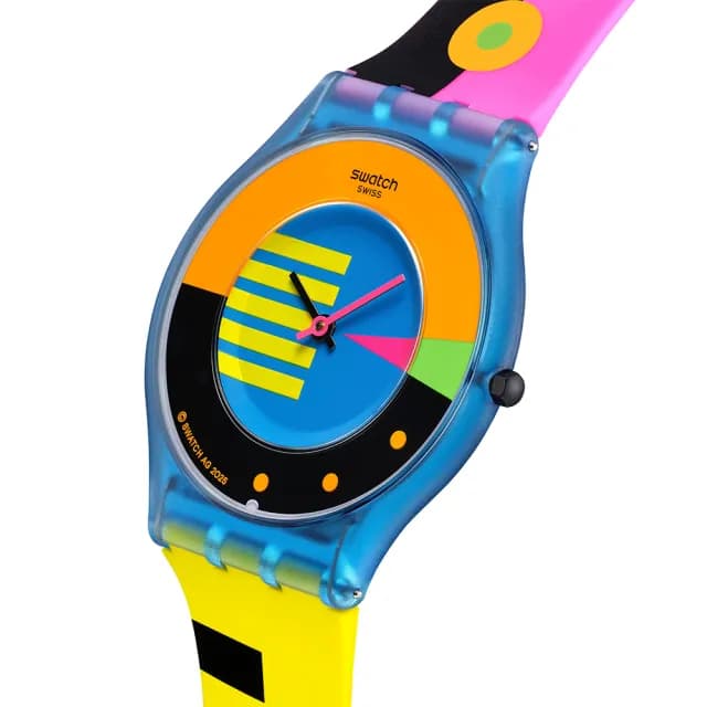 【SWATCH】NEON FLUMOTIONS 超薄手錶/男錶/女錶/瑞士製造 SS08S101(34mm)