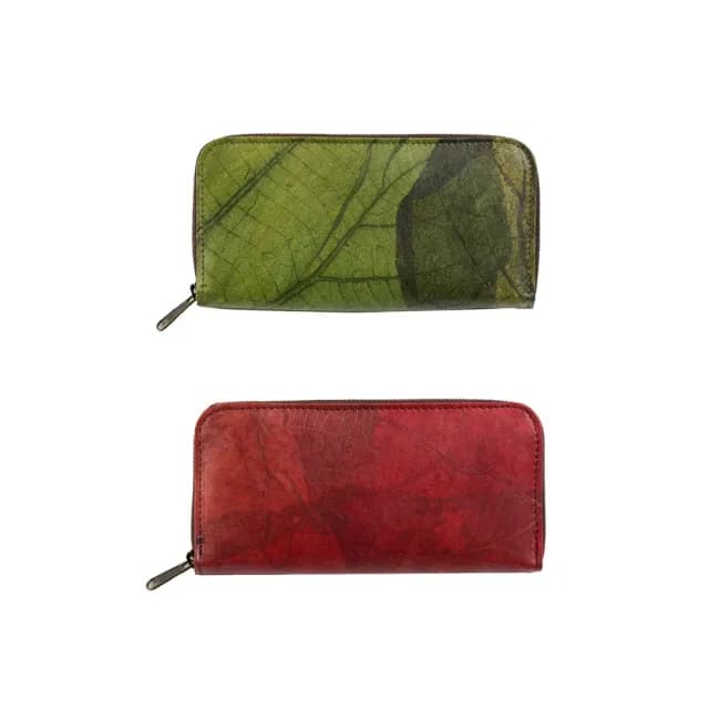 【Tevrin 森光】雙11 樹葉長夾拉鍊款(樹葉錢包／環保再生／文青質感／手工製造)