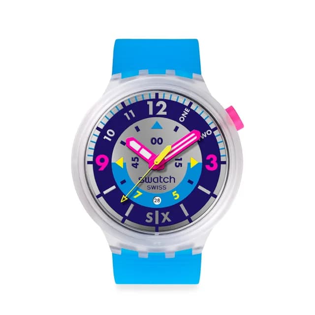 【SWATCH】NEON HIELO 大錶面手錶 男錶/女錶/瑞士製造 SB01K400(47mm)