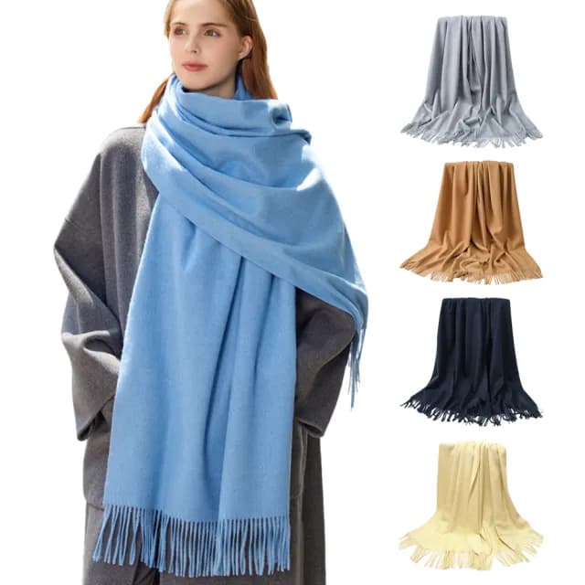 【TLYS-J】雙11 秋冬流蘇羊毛保暖圍巾 高級感純色圍巾 披肩 保暖圍脖 情侶圍巾 防風防寒護頸脖圍