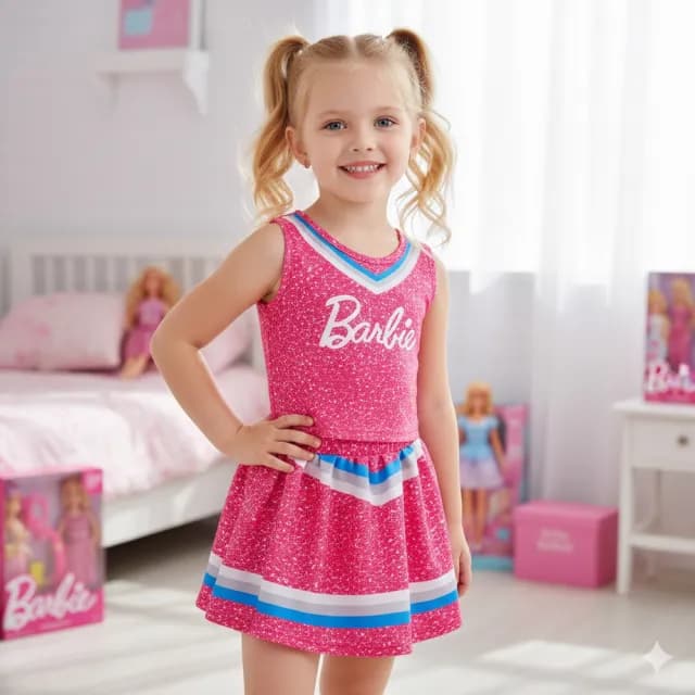 【橘魔法】芭比運動套裝(裙子 背心 短裙 表演 啦啦隊 角色扮演 大童 女童 兒童 童裝)