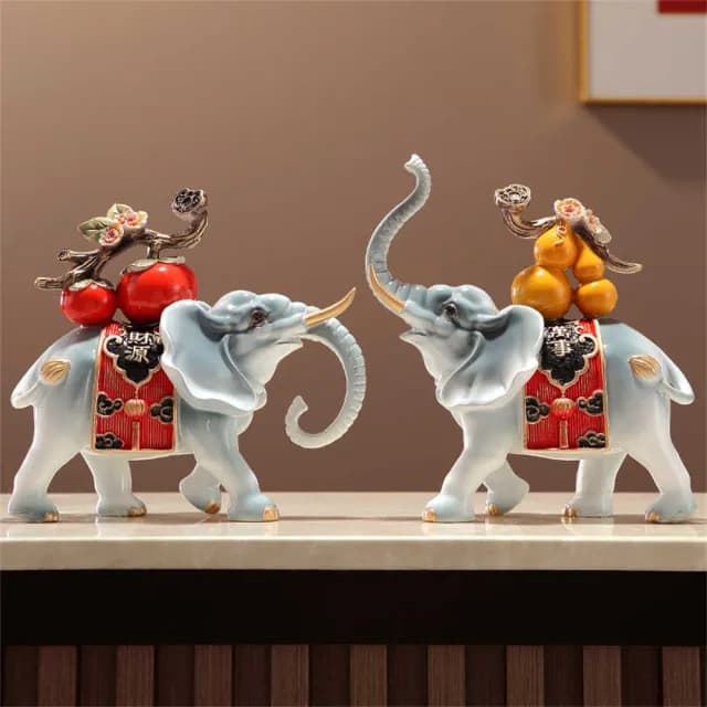【超微米】大象擺飾 招財鎮宅擺件 玄關客廳擺飾 電視櫃輕奢高檔裝飾品 喬遷新居禮物(大象擺飾)