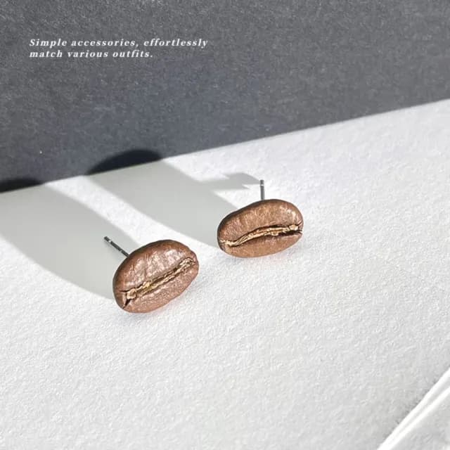 【文藝少女】日系ins簡約文青咖啡豆耳環(耳針 耳釘 耳飾 飾品 時尚穿搭 文藝)