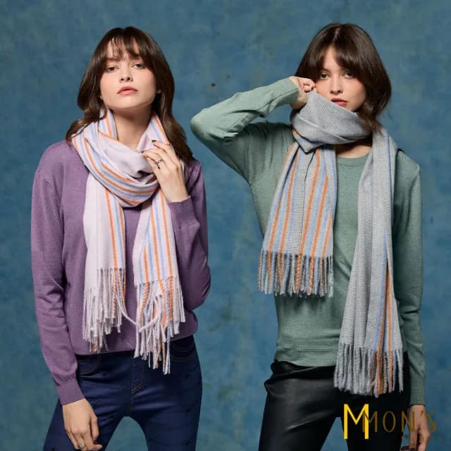 【MON’S】綿羊毛親膚格紋圍巾(4色任選)