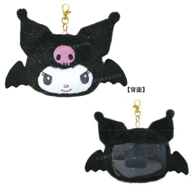 【小禮堂】Sanrio 三麗鷗 絨毛大臉伸縮票卡零錢包 天使系列 美樂蒂 酷洛米(平輸品)