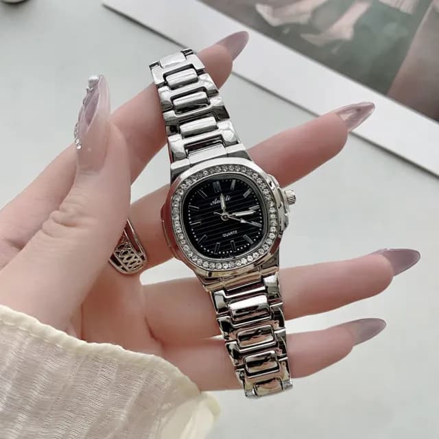 【KT DADA】雙11 方形手錶 鋼帶腕錶 女生錶款 考試專用 學生錶 穿搭配件 簡約百搭