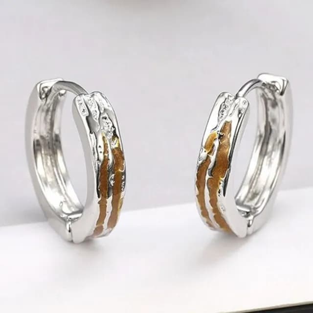 【LEEHER】雙11 鎏金耳飾/撞色設計/925銀耳環/啞光電鍍/小圈耳扣/潮男配件/抗過敏/低調百搭