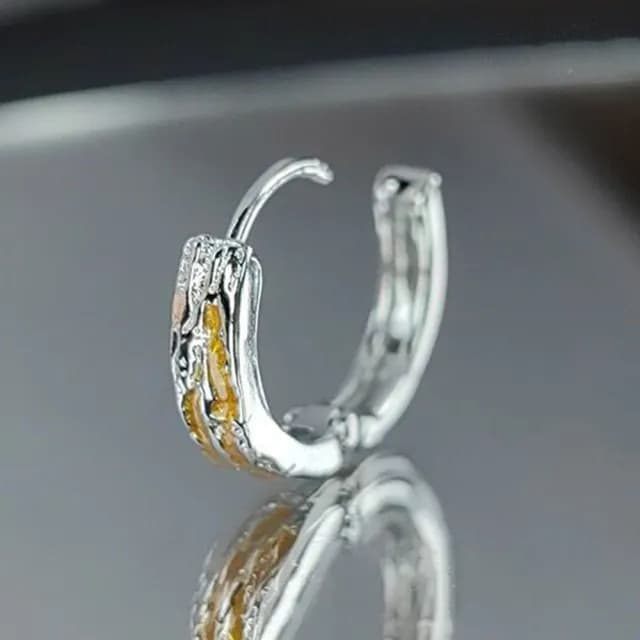 【KT DADA】雙11 男生耳環 純銀耳扣 時尚紋理 鎏金撞色 小圈耳飾 百搭單品 潮流配飾