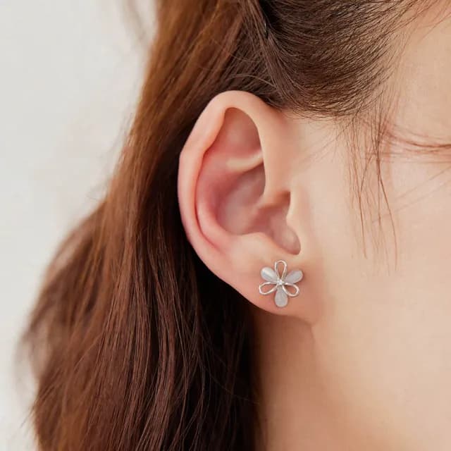 【vacanza】貓眼石花朵・純銀耳環