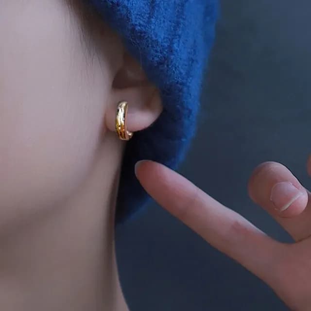 【LEESA】雙11 金屬銀飾\男款耳環\細緻紋路\撞色拼接\質感耳環\純銀耳飾\金屬耳扣\鎏金耳扣\線條設計