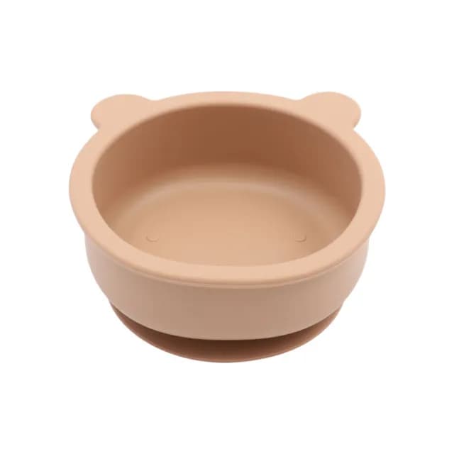 【TRENi Mini】鉑金矽膠小熊碗附蓋-奶茶(兒童餐具)