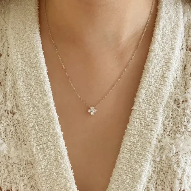 【CReAM】Quincy 925純銀花瓣幸運草四葉草金色銀色女項鍊項鏈(生日 禮物 送禮 禮盒)