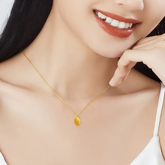【Penny珮妮】黃金999 迷你榴槤 吊墜項鍊(母親節 送女友 交換禮物 生日禮 情人節 尾牙 新年 結婚)
