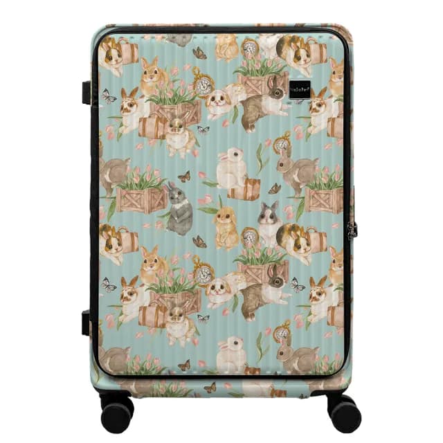 【NaSaDen 納莎登】29吋 萊茵系列 前開行李箱 英格藍貓聯名款 兔的歐洲散策(可擴充 上掀式行李箱)